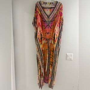 Camilla Vibrant Pink & Orange Geometric Caftan Dress